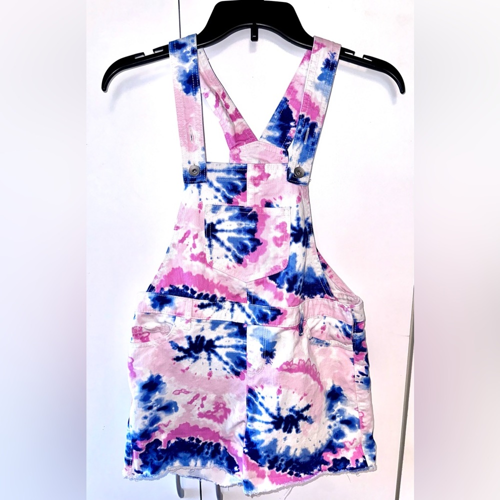 Children’s Place Jean Overall Shorts Girl 12 Tie Dye
